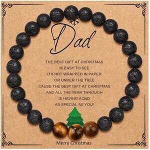 Dad Bracelet & Card Lava Rock  & Tiger Eyes